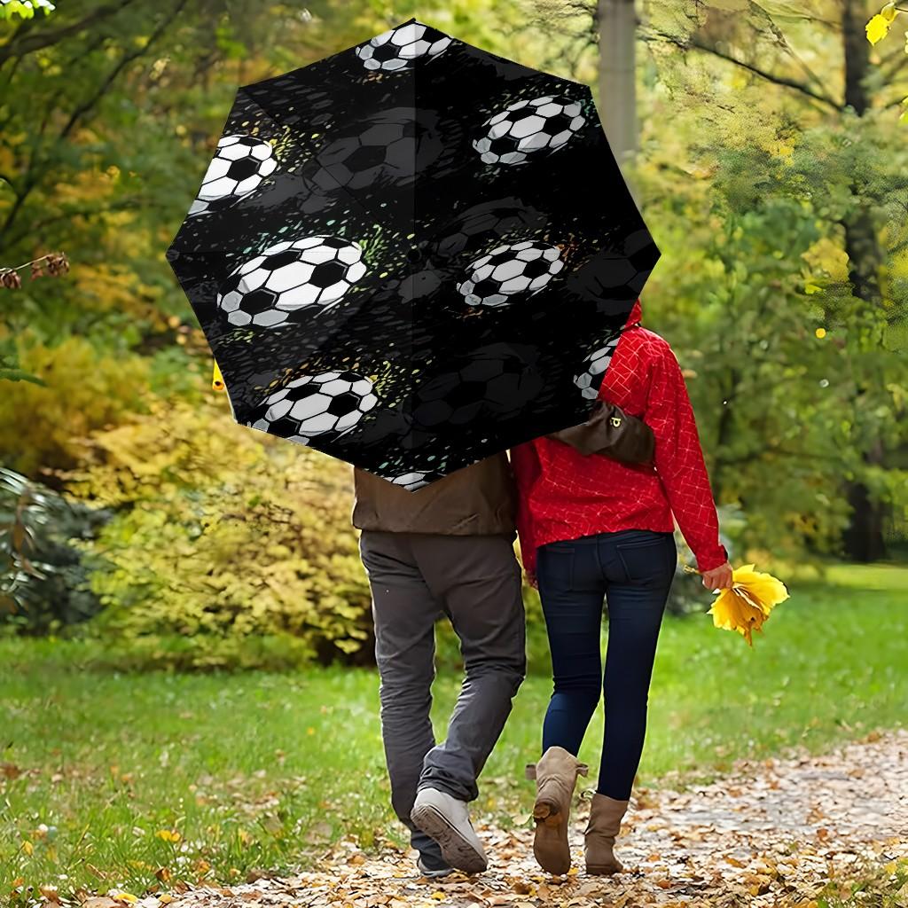 Football Field Pattern Umbrella, Automatic Folding, Sun Protection, Durable 8-Rib, Outdoor Use, Great Gift, World Cup Umbrella
