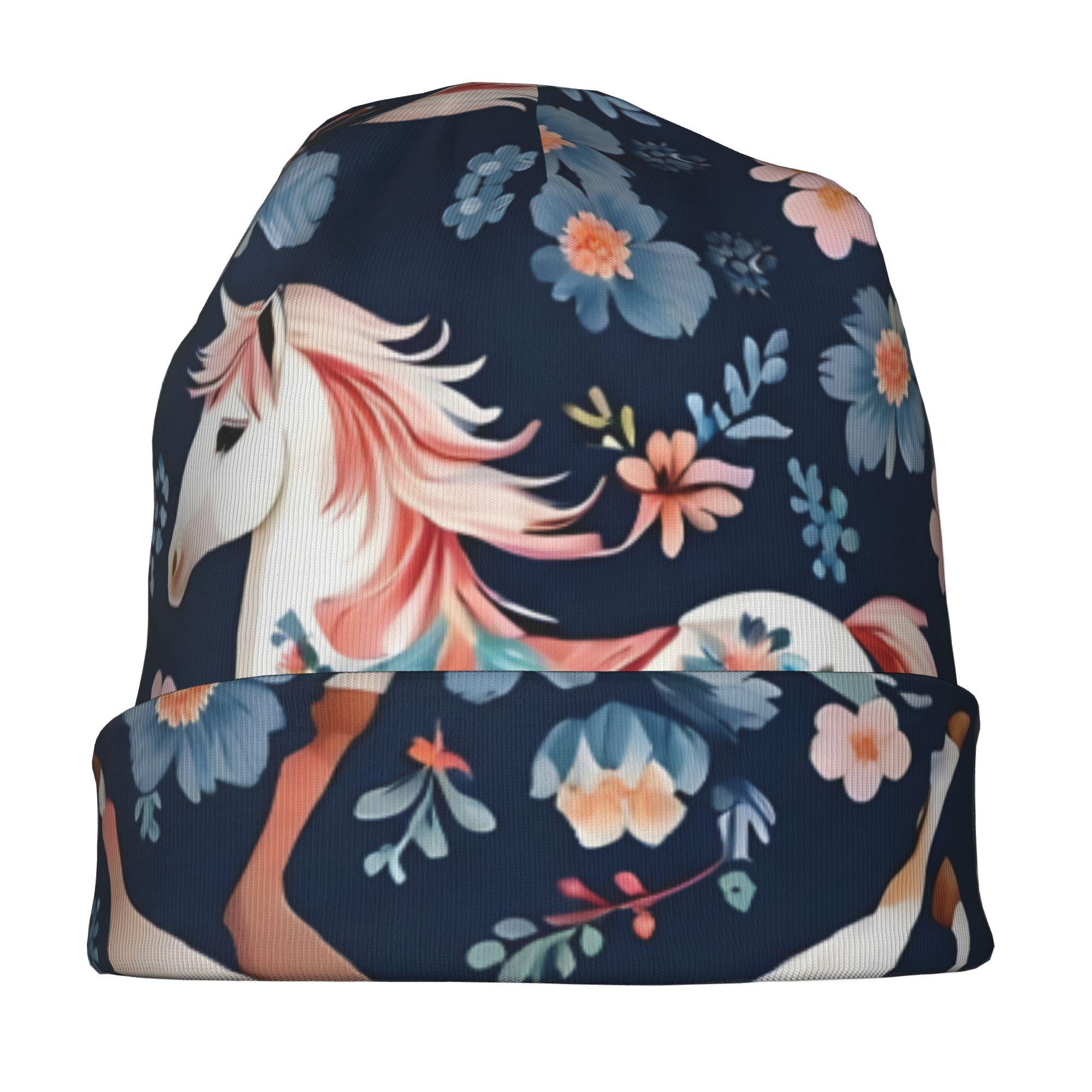 Stylish HorseThemed Beanies Featuring Floral Designs Suitable for Everyone These Soft Hats Include MenS Unique Brimless Caps And Knitted Options