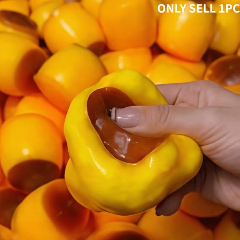 Non-Rebound Slow Rising Caramel Pudding Stress Ball, Soft Crispy Bead Filled Silicone Squeeze Toy, Squishy Fidgets, Anxiety Relief & Party Favors, Crunchy Pudding Squishy, Squishy Stress Balls