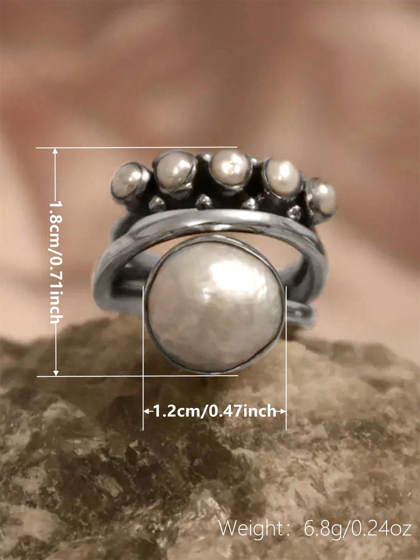 1 PC Retro Style Faux Pearl Ring For Women Fashion Rings For Wedding ...