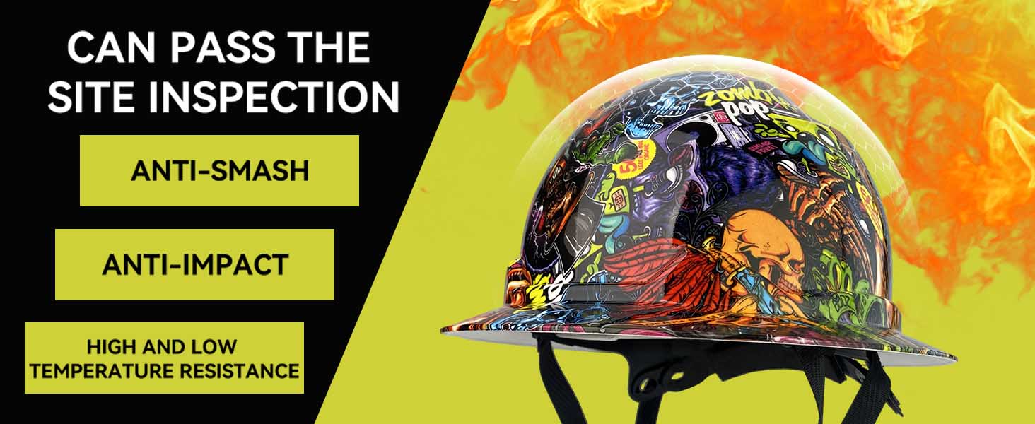 Unisex Sport Casual Full-Brimmed Visor Headgear with 360° Brim, HDPE Shell, Graffiti Art, Impact-Resistant Body, 1-Hand Adjust Dial Fit, Airflow Vents & Channels, All-Day Wear - Outdoor Work, Workshop Use