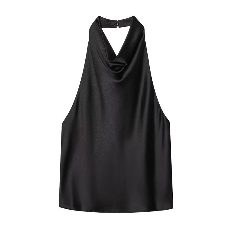 Summer Women's Camisole Sleeveless Vest Backless Top Black Pink White Brown Orange Pink Streetwear Elegant Women's Top Casual Brown Sexy Streetwear Tops Casual Sleeveless Tank Fitted Womenswear