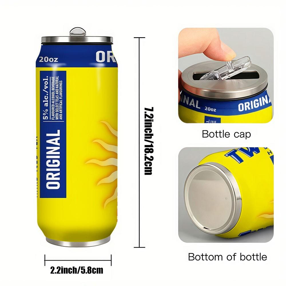 1pc Twisted Tea 17oz Portable Cup, Leak-Proof, Rust-Resistant, with Lid and Straw, Suitable for Hot and Cold Drinks, Ideal for Camping and Outdoor Use