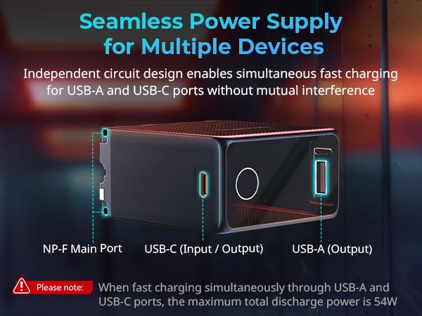 SMALLRIG NP-F970 Battery 10500mAh USB-C Replacement Battery for Sony NP-F970 F750 F550, PD 36W Fast Charging, 3.5H Full Charged, with OLED Screen for Monitor, LED Video Light, Camcorder, Black - 4469