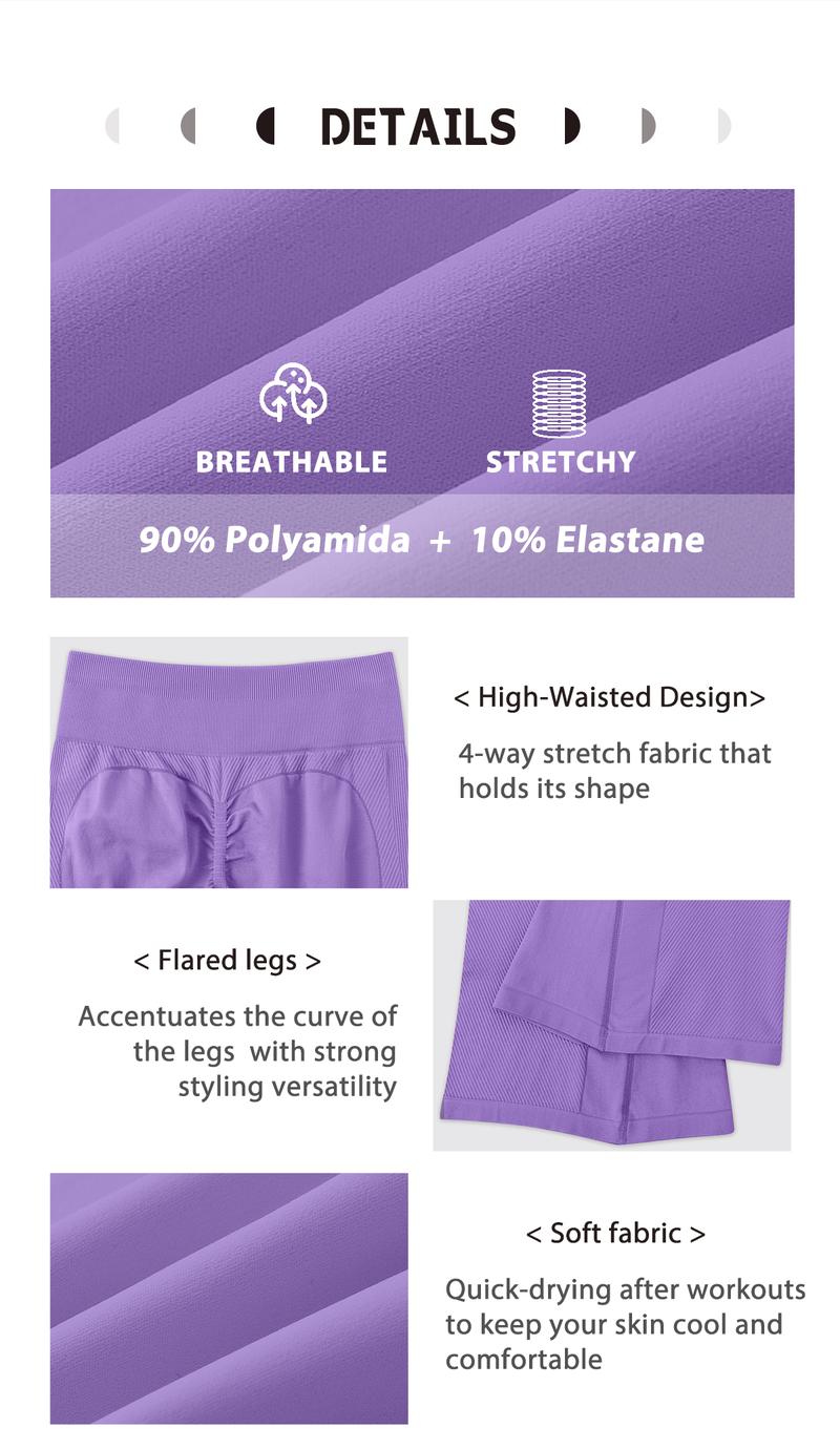 NcmRyu High Waist Flared Yoga Pants for Women - Ribbed Booty-Lifting Stretchy Activewear Yoga Pilates Gym Trendy Design sweatpants fitness legging