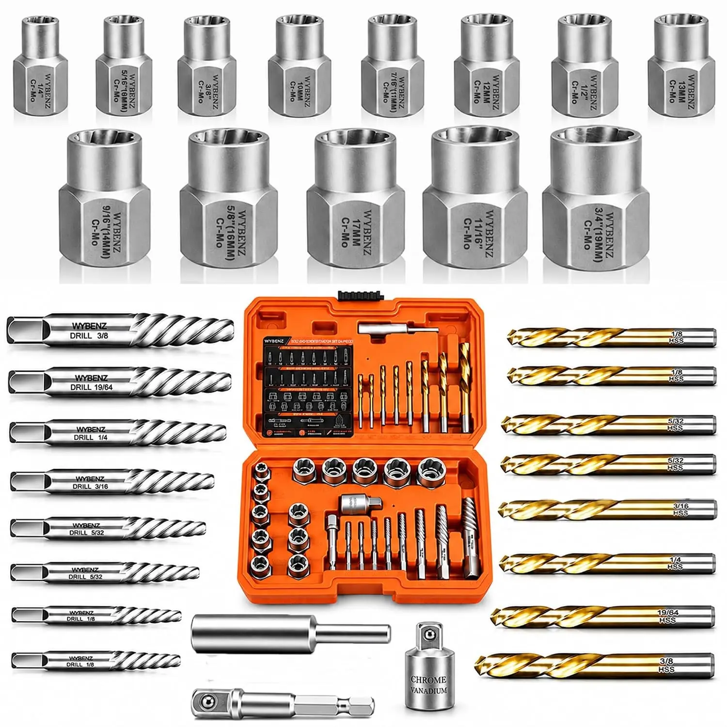 32Pcs Screw Extractor and Left Hand Drill Bits Set Easy Out Bolt Extractor