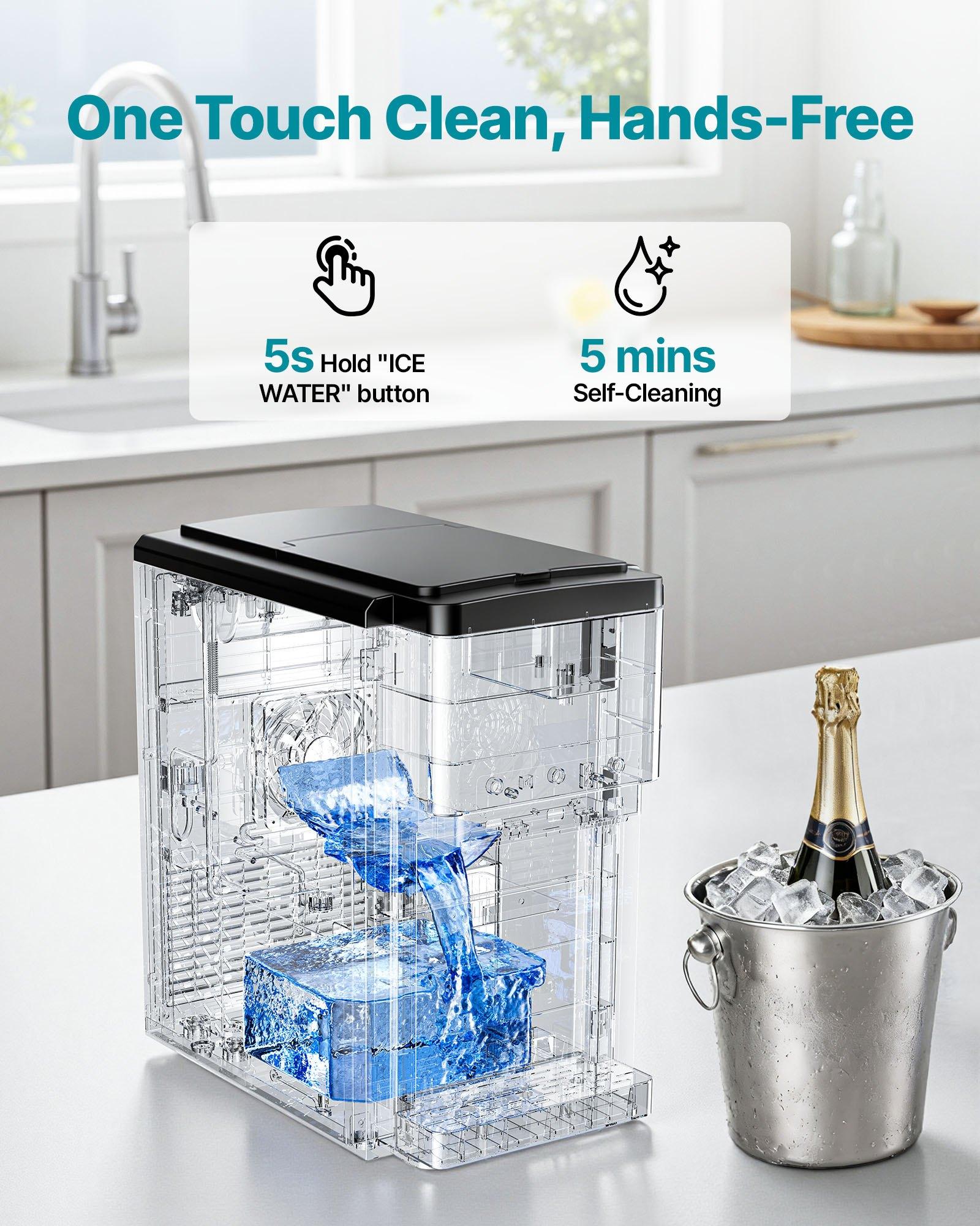 VEVOR Water Dispenser with Ice Maker, 3-in-1 Countertop Water Dispenser, 35 LBS/24H, 12 Cubes/7 Min Fast Ice Making with 4 LBS Storage, Bullet/Crushed Ices Cold-Water, for Home, Kitchen, Party