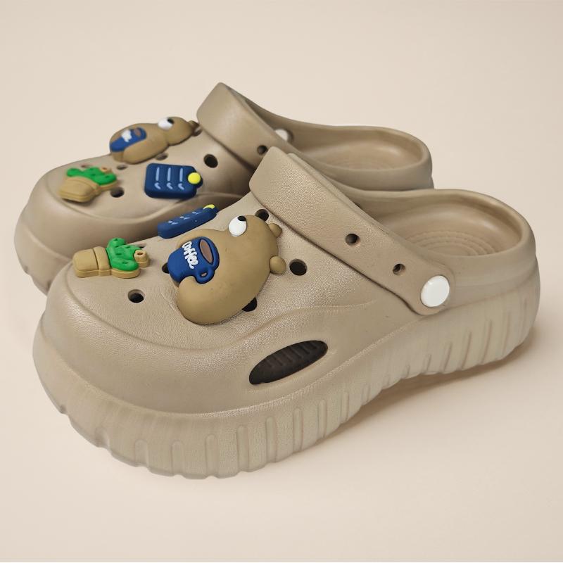 Women's Fashion Slippers Cute Style Design Non-slip Sole Comfortable Breathable Casual Shoes Beach Home Sandals Indoor Outdoor Wear Versatile Soft Slippers Walking Shoes Girl Footwear Flipflop Slide Black EVA Material