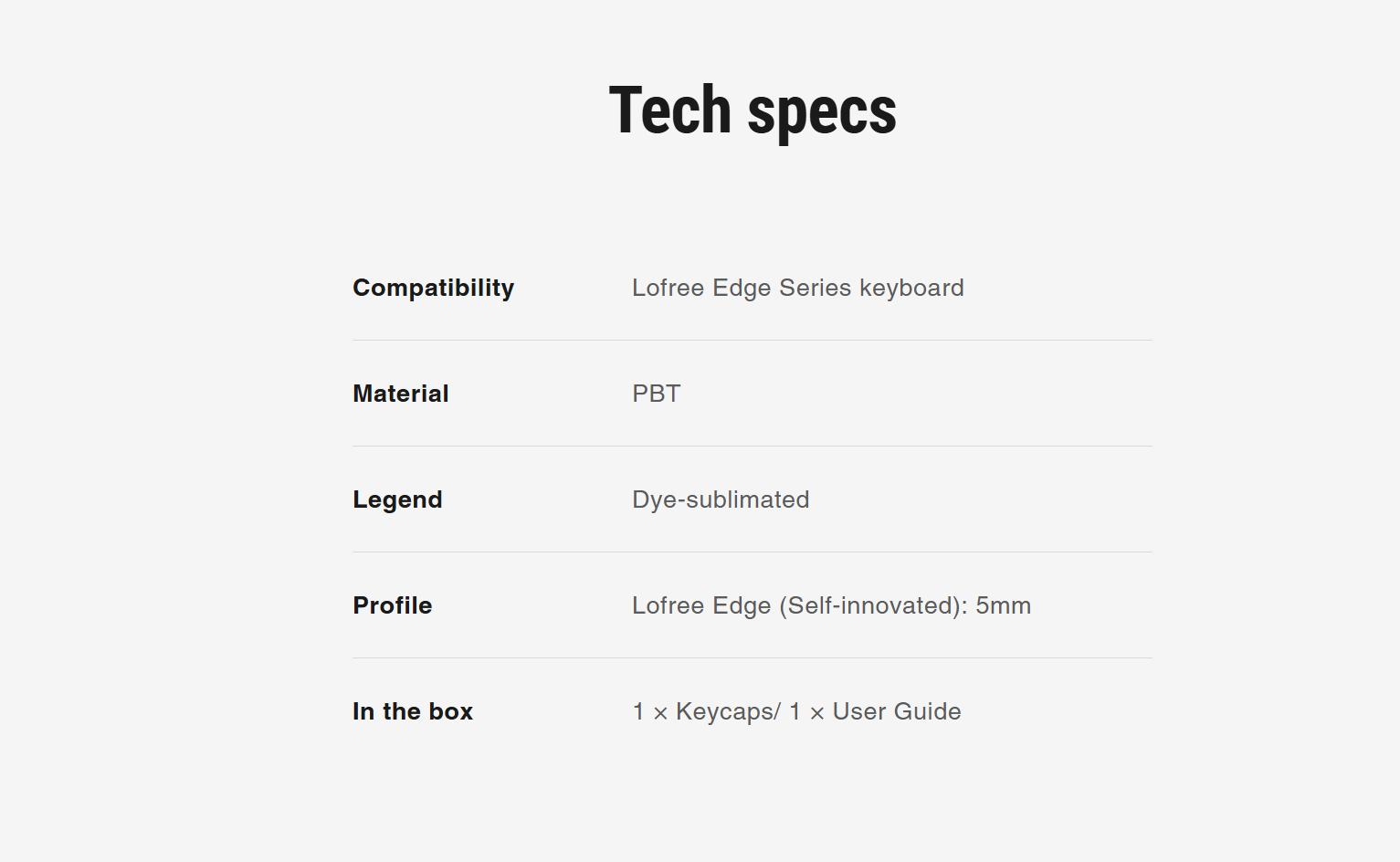 Lofree Edge Series Dye-sub PBT Keycaps (Ether-84 Keys)