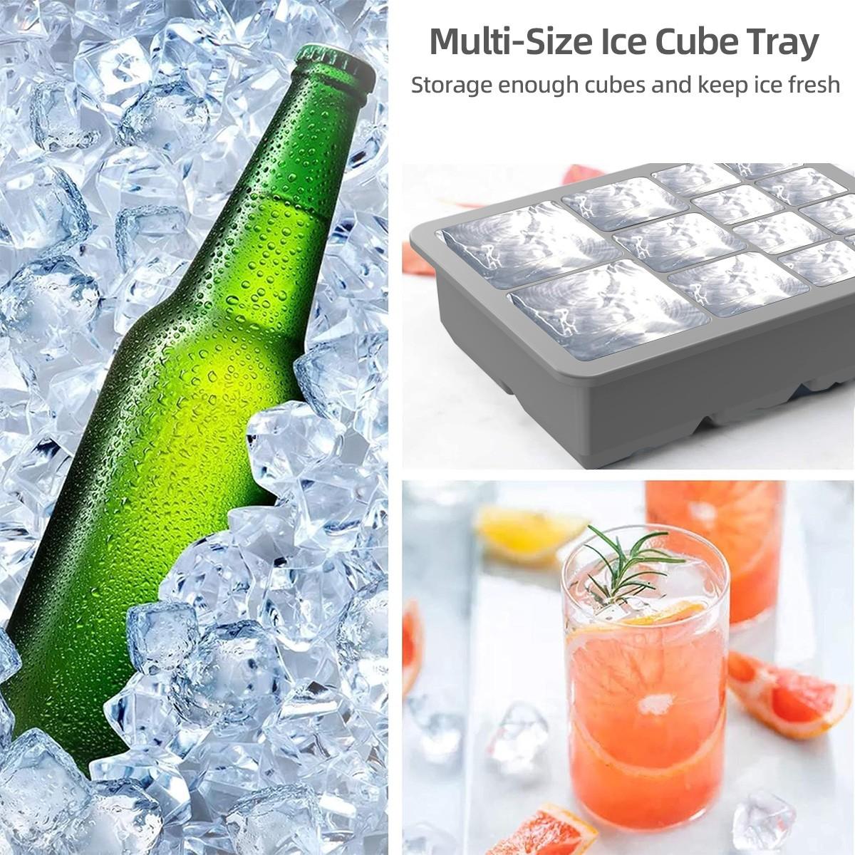13-Compartment Ice Cube Tray with Lid, Silicone Mold, Reusable Freezer Box, Easy Release, DIY Whiskey Drink Ice Cubes