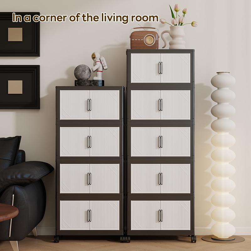 36cm*25cm/46cm*28cm 2-6 Layer Storage Cabinet, Plastic Home Organizer, Durable Living Room Shelf, Mobile with Wheels, Easy Assembly