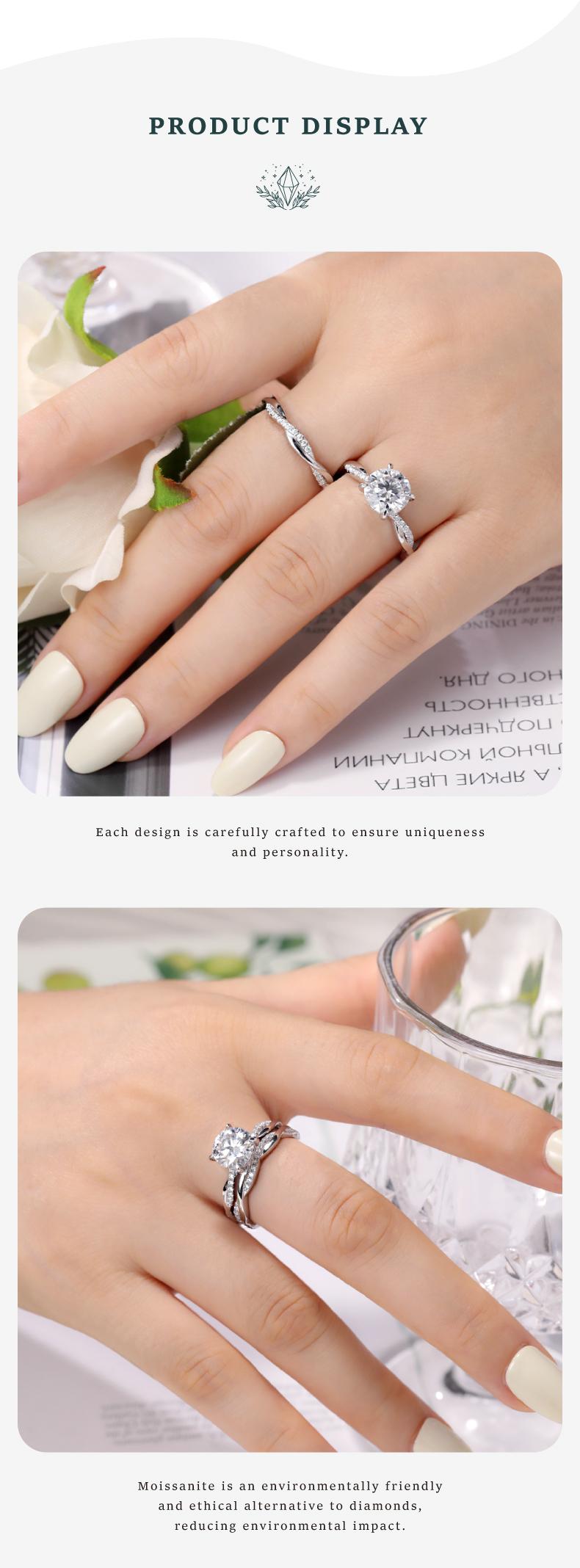 MOI MART 2CT Round Cut Synthetic Moissanite Ring, Engagement Bridal Jewelry Eternity in s925 sterling silver Anniversary Stackable Wedding Band