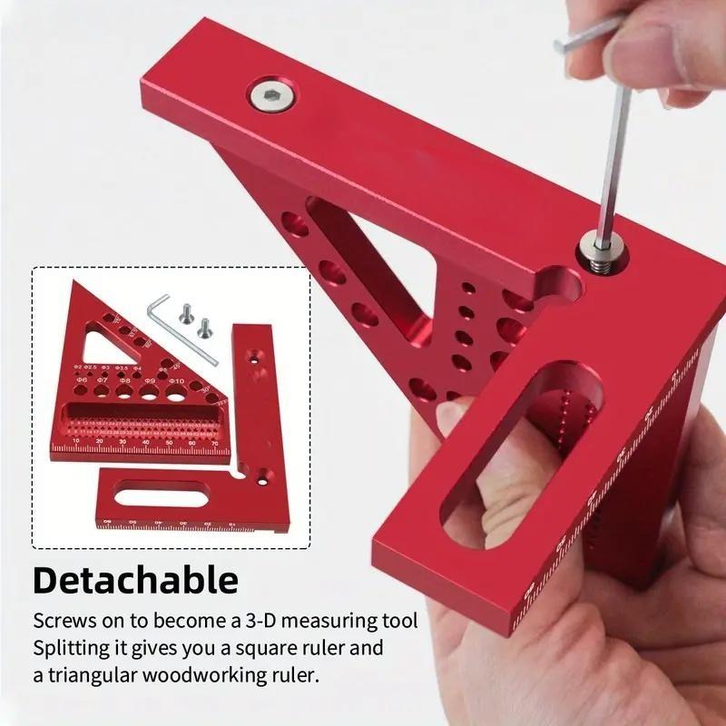 Aluminum Carpenter Square Scriber, 22.5-90 Degree Multi-Angle Protractor, High Precision Woodworking Drawing Line Ruler, Durable Tool for Carpenters