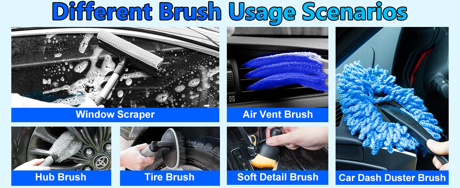 THINKWORK Car Wash Kit, Car Detailing Kit with Foam Gun, Car Wash Brush Mop and Large Folding Bucket Suitable for Car Cleaning, Blue Car Wash Set Gift for Men and Women