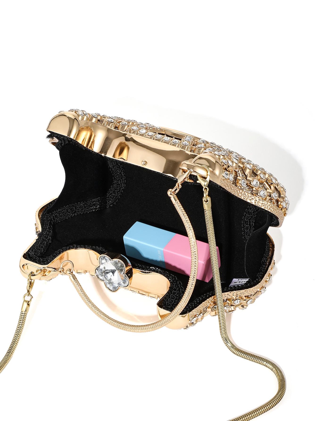 Elegant Crystal Diamond Evening Bag, Handmade Luxury Clutch, Perfect for Weddings & Parties, Fits 6.5-Inch Phone, Versatile Crossbody Design