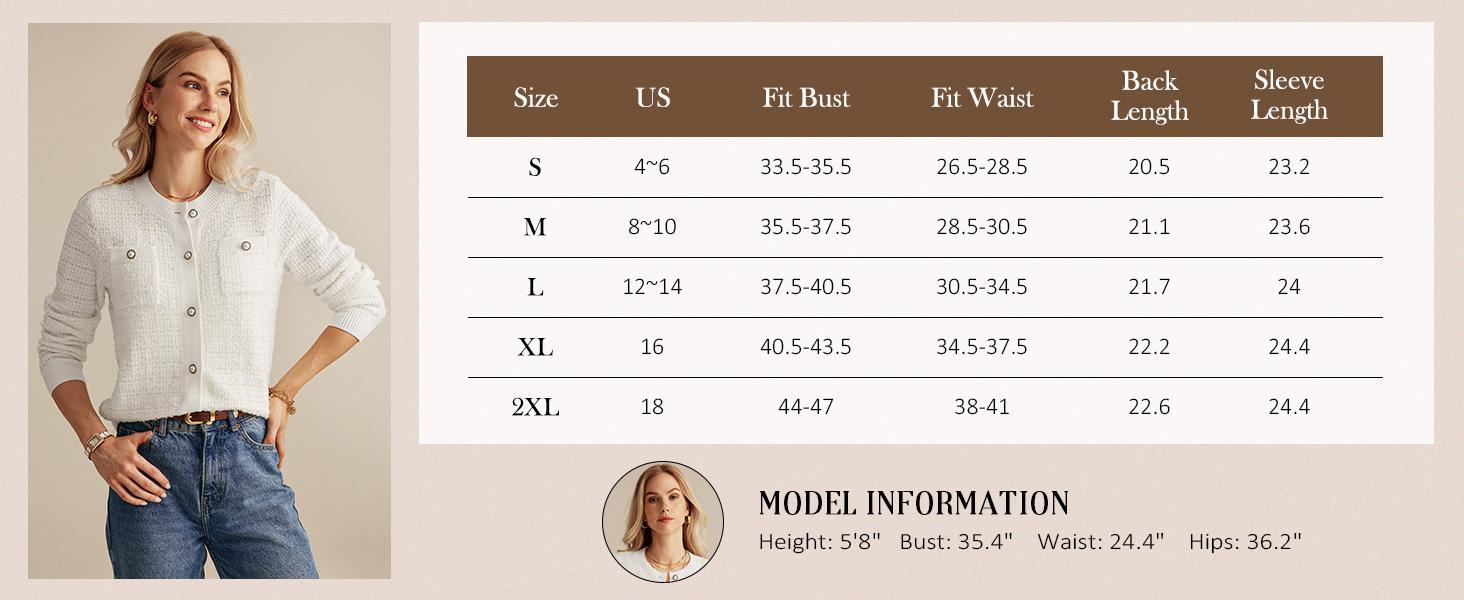 GRACE KARIN Womens Open Front Button Down Long Sleeve Texture Knit Cardigan Sweaters with Pockets