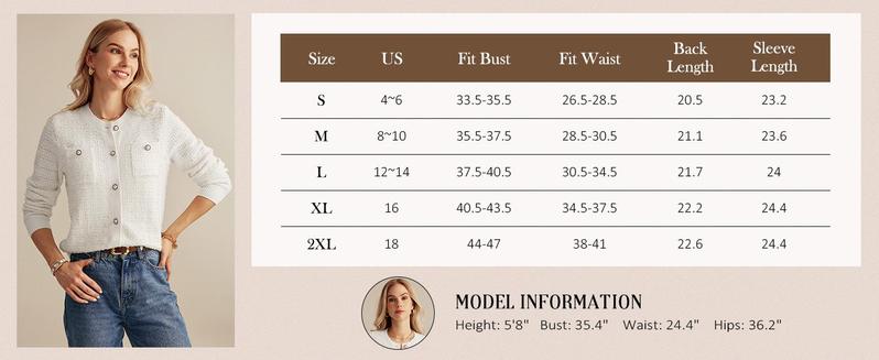 GRACE KARIN Womens Open Front Button Down Long Sleeve Texture Knit Cardigan Sweaters with Pockets