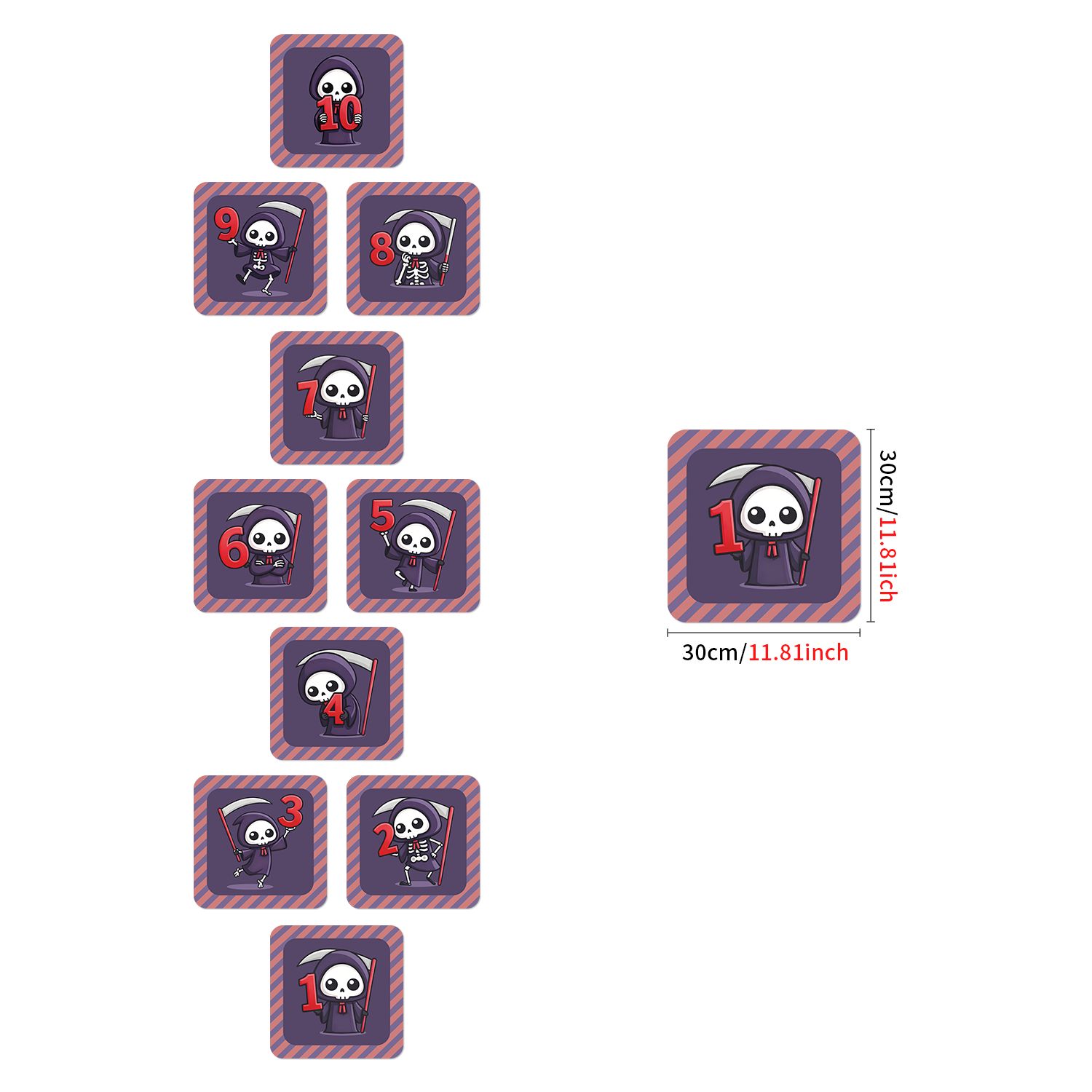 Hopscotch Floor Stickers 1-10 for Kids, Self-Adhesive, Reusable, Easy to Clean, Durable Game Decals for Playroom & Classroom