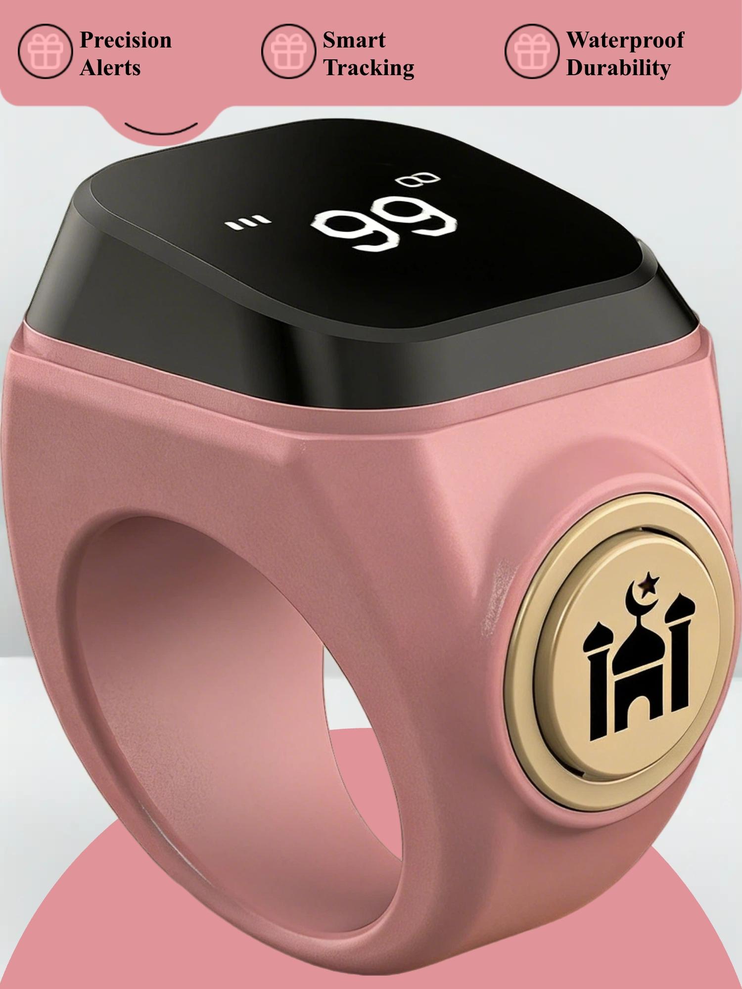 Smart Prayer Bead Counter Ring for Muslims, Waterproof Durability Digital Prayer Aid Praying Ring with APP Tracking & Vibration Reminder, Islamic Jewelry