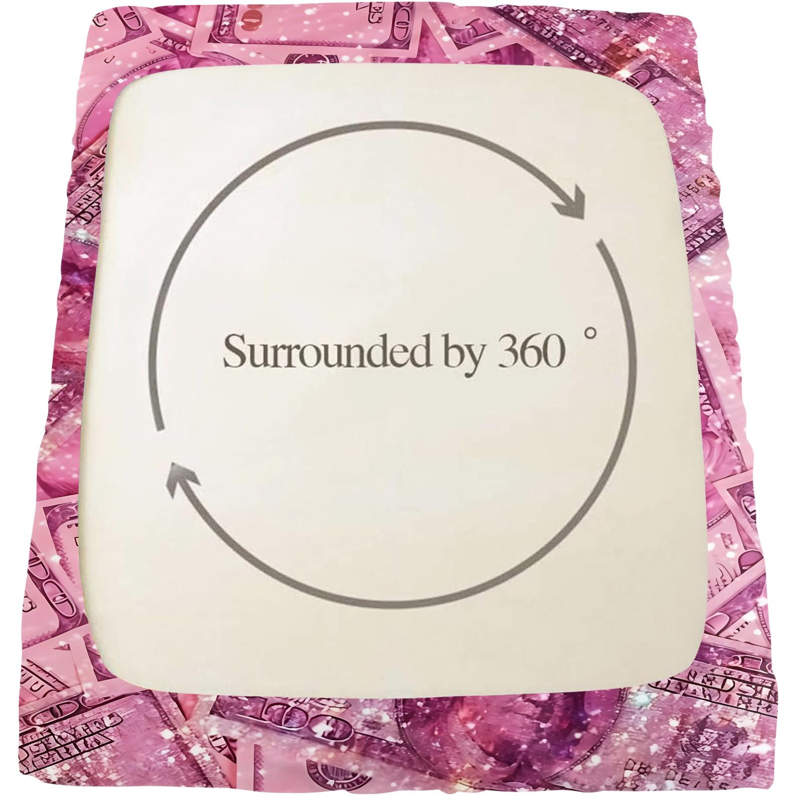 3pcs 100% Polyester / Luxury Aesthetic Pink Dollar Print Fitted Sheet Set / Glamorous Crown and 26 Letter Pattern / Soft Breathable Bedding / Easy Care Machine Washable Bed Sheet Set / One Bed Sheet + Two Pillowcases [Do Not Contain Fillings]