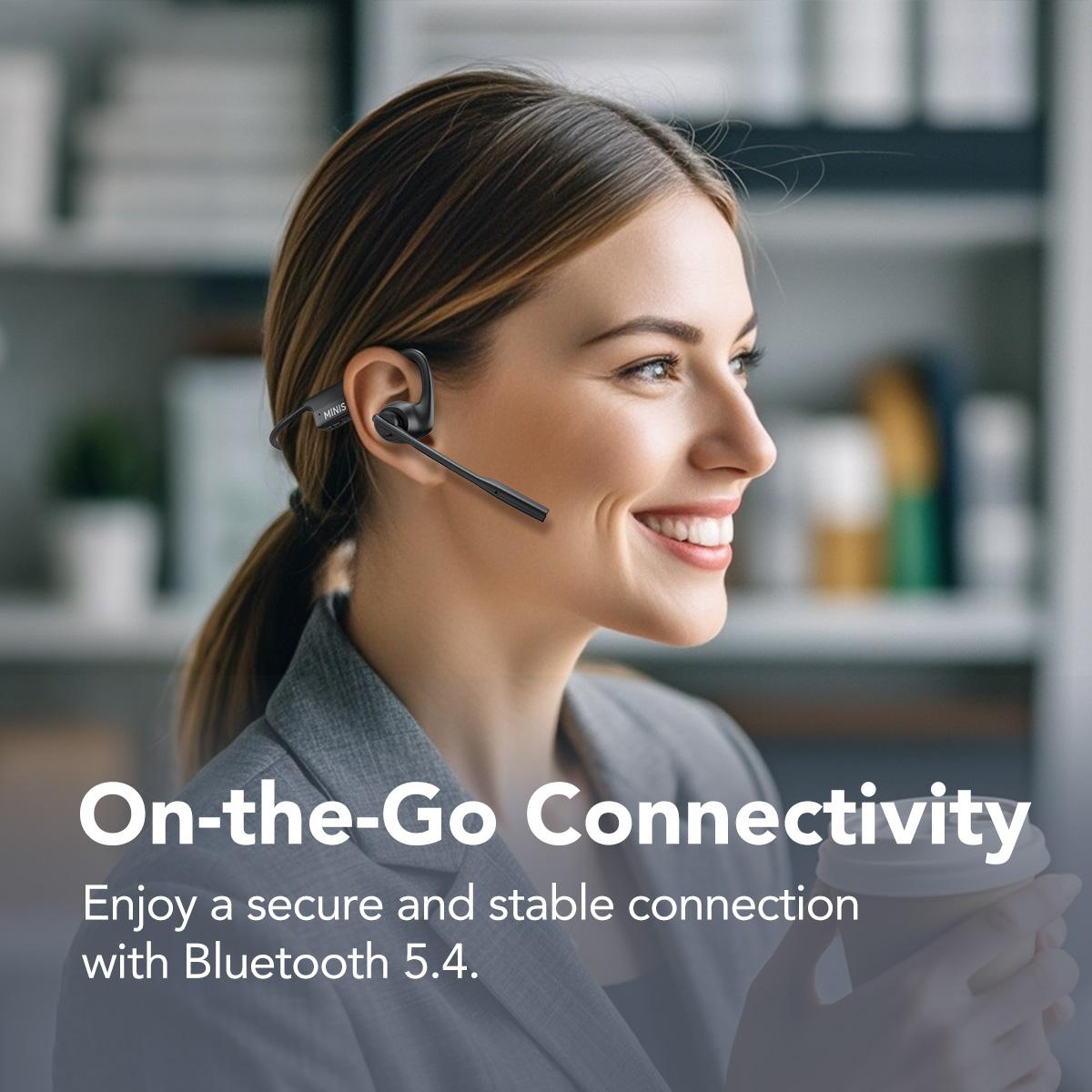 MINISO Open Ear Air Conduction Headphones Music Earphones Wireless Bluetoeth 5.4 Headset with Long Playtime Built-in ENC Mic Hi-Fi Sound Lightweight Earbuds for Home Commute Office Call Center Meeting Use