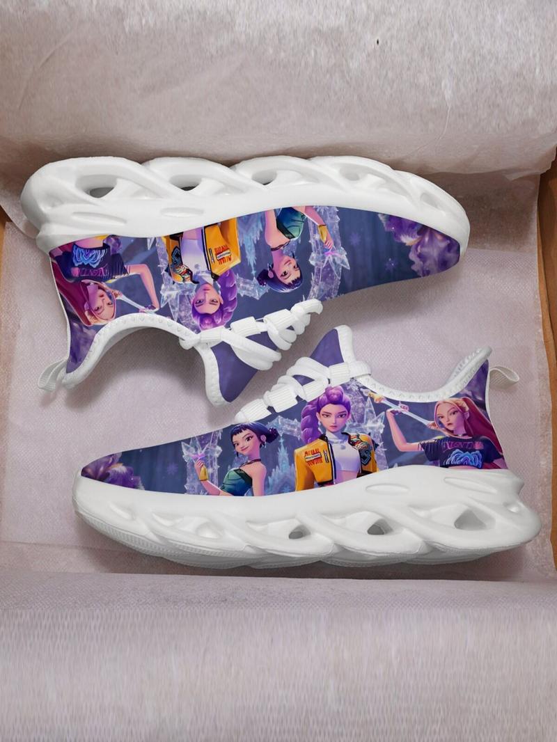 K-Pop Hunter Girl Pattern Kids Shoes, Breathable Mesh Lace-Up Low Top Eva Sole, Durable Fashion Casual Sporty Children Sneakers K-Pop Hunter Girl Pattern Kids Shoes, Breathable Mesh Lace-Up Low Top Eva Sole, Durable Fashion Casual Sporty Children Sneakers