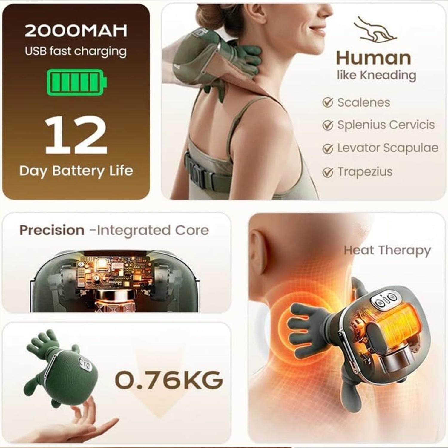 Back Massager Pillow with Heating & 3 Speed Settings, Electric Massage Cushion for Back Pain Relief, Suitable for Men Women, Neck Shoulder Relaxer