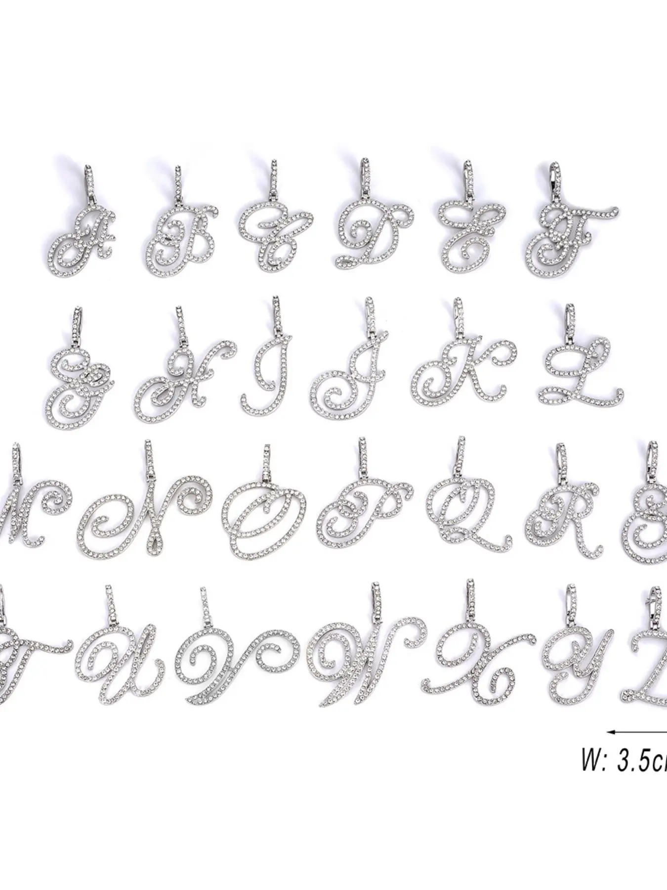 Micro-Set Zircon Letter Pendant Chain Necklace, Unisex Hip-Hop Style, 26 Alphabet Initials, Scripted Glow Design, Fashion Jewelry, Zircon Stones Necklace