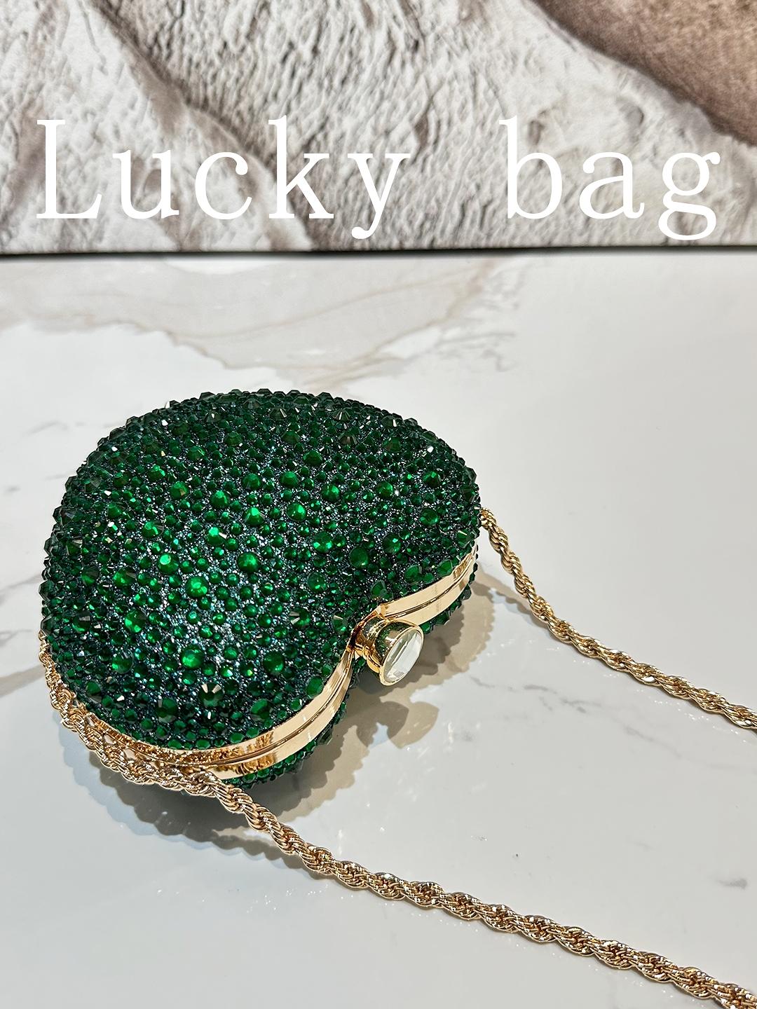 Women's Shiny Heart Evening Bag, Luxury Rhinestone Metal Chain Crossbody, Perfect for Parties, Weddings, Christmas Events