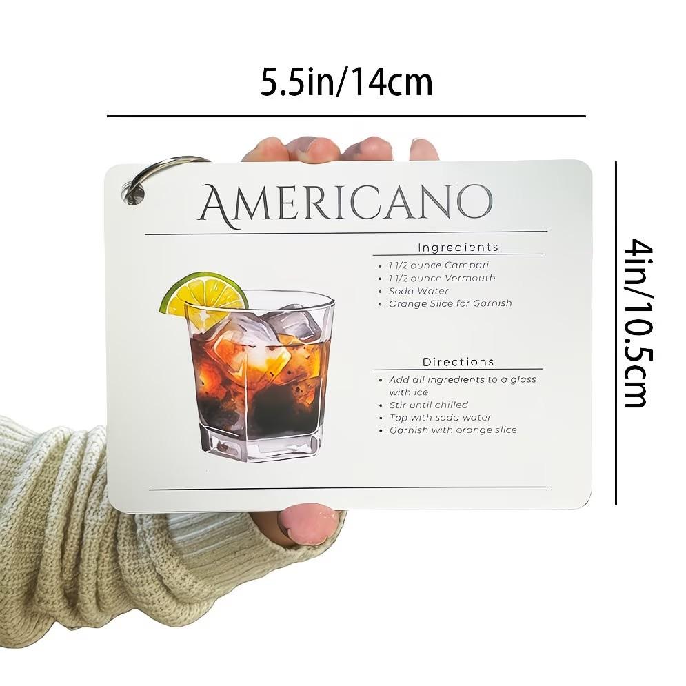 Bartender Starter Cocktail Recipe Cards, Classic Drink Quick Reference Guide, Perfect for Beach Home Bar Parties, 27 Cards 54 Recipes