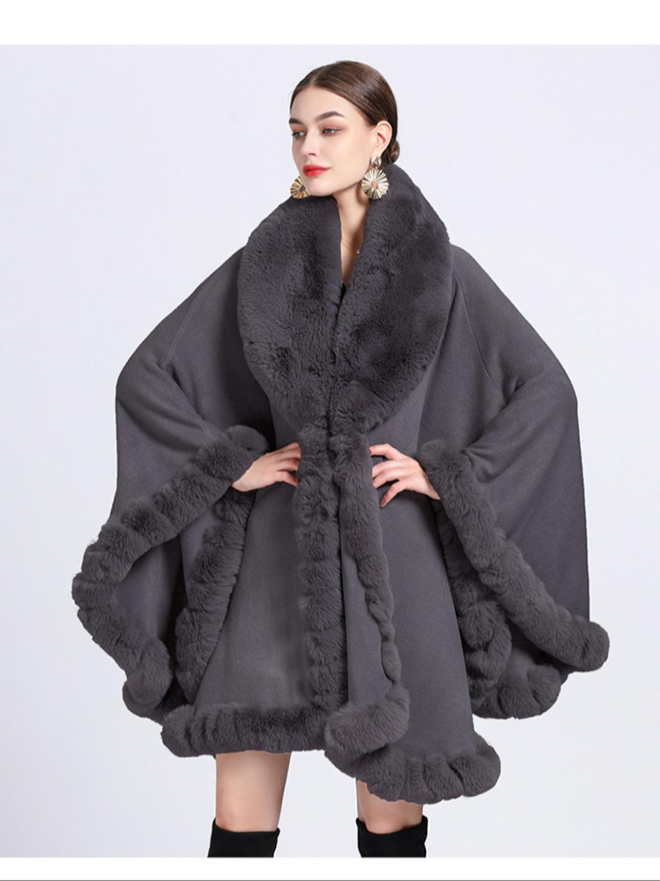Luxurious Warm Plush Cape for Winter, Gradient Color Casual Fashion Accessory, Elegant Addition for Cold Weather, Fluffy Soft Scarf