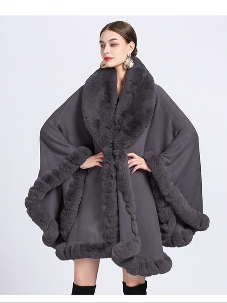 Luxurious Warm Plush Cape for Winter, Gradient Color Casual Fashion Accessory, Elegant Addition for Cold Weather, Fluffy Soft Scarf