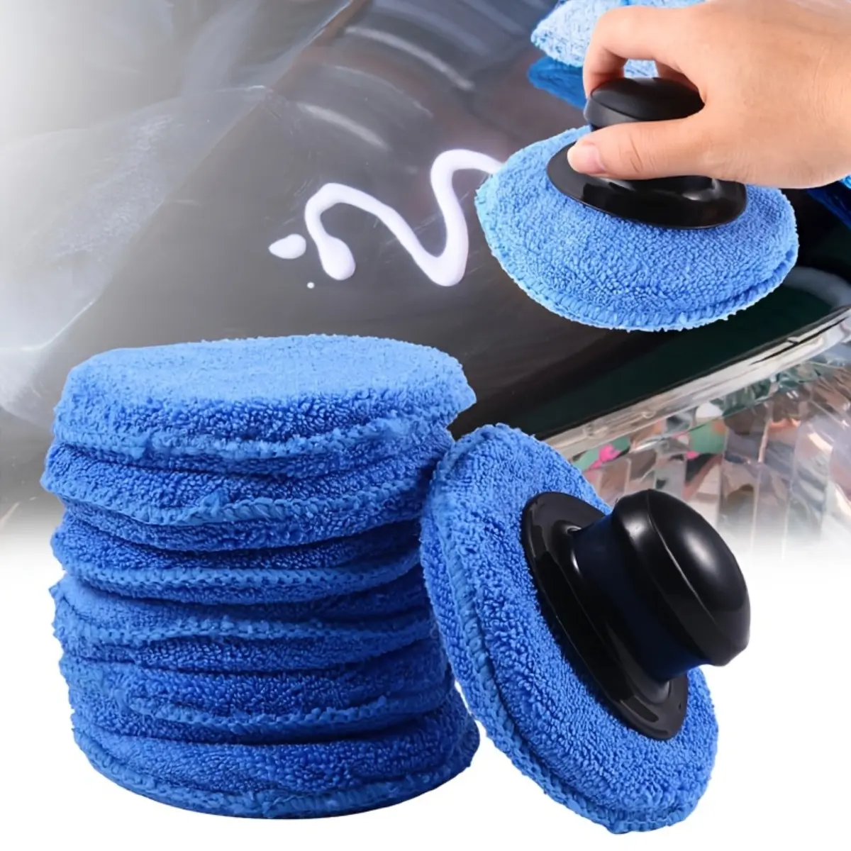 11 Piece 5 Inch Auto Buffing Pad Set, Car Waxing and Polishing Sponge Pads Compatible with Electric Polishers, Vehicle Paint Care and Detailing Kit, Cleaning, Wax Application, Finishing, Light Scratch Care, Reusable Durable Accessories for Home Garage