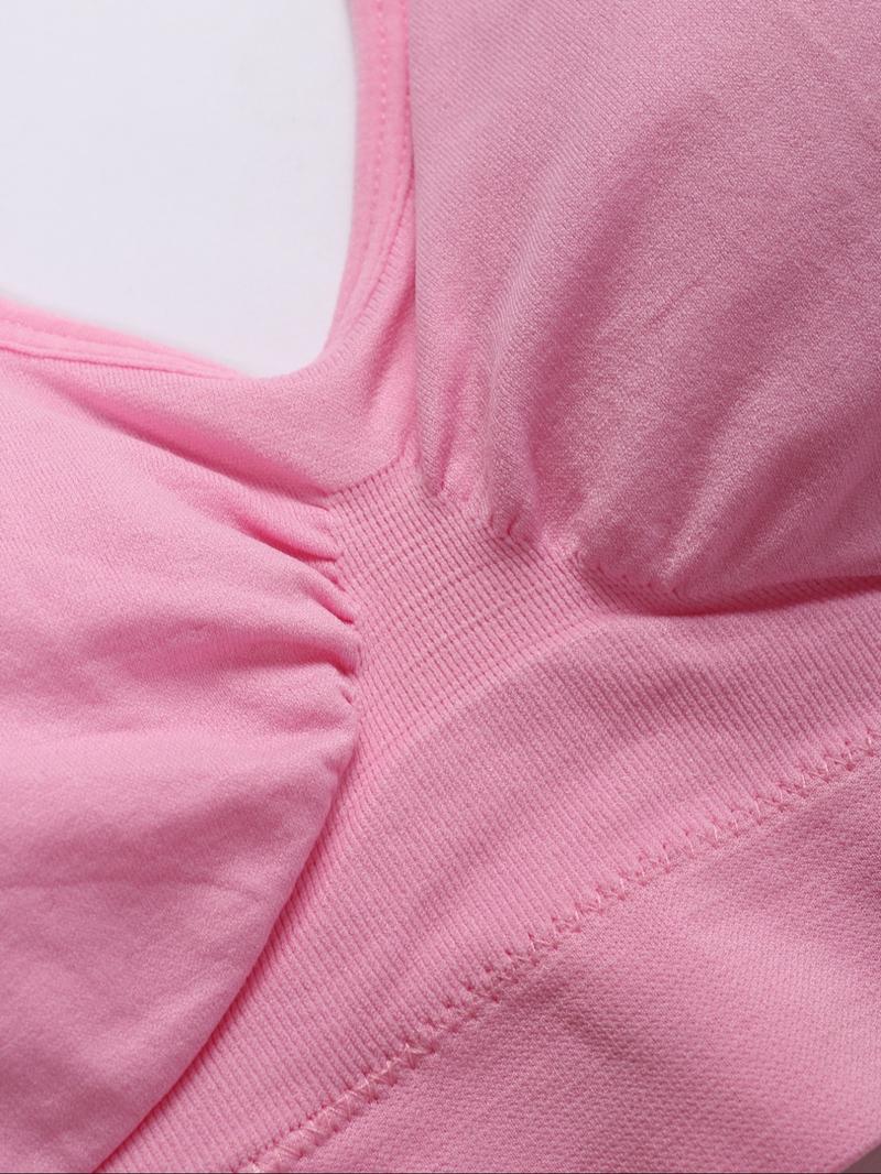 Women's Plus Size Push Up Bra, Soft Comfortable Wide Strap Crop Top, U-Shape Back,With Removable Pads,  Casual Basic Top,Lady Underwear All Season Wear, Solid Backless Bra