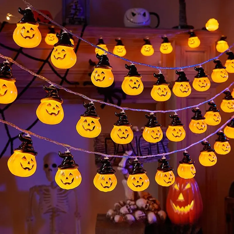 Halloween LED String Lights - Pumpkin, Ghost, Bat Shapes - Indoor, Outdoor Party Festive Ambient Decor Lighting