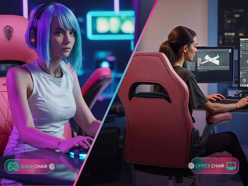 Dowinx Gaming Chair -  Ergonomic gaming chair with breathable PU leather and pocket spring cushion – featuring lumbar support and 360° swivel adjustability, delivering ultimate comfort for intense gaming sessions, available in multiple colors