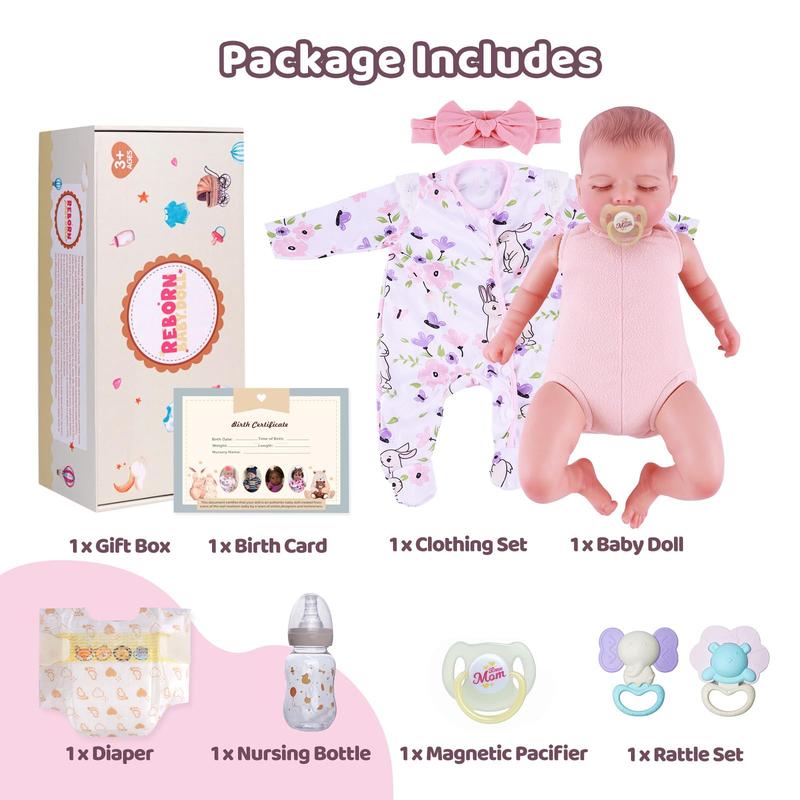 BABESIDE 12/17/20 Inch Lifelike Reborn Baby Dolls Soft Full Body, Realistic Baby Doll Sweet Sleeping Soft Vinyl Real Life Baby Dolls Cute Girl with Toy Accessories Gift Set for Kids Age 3+