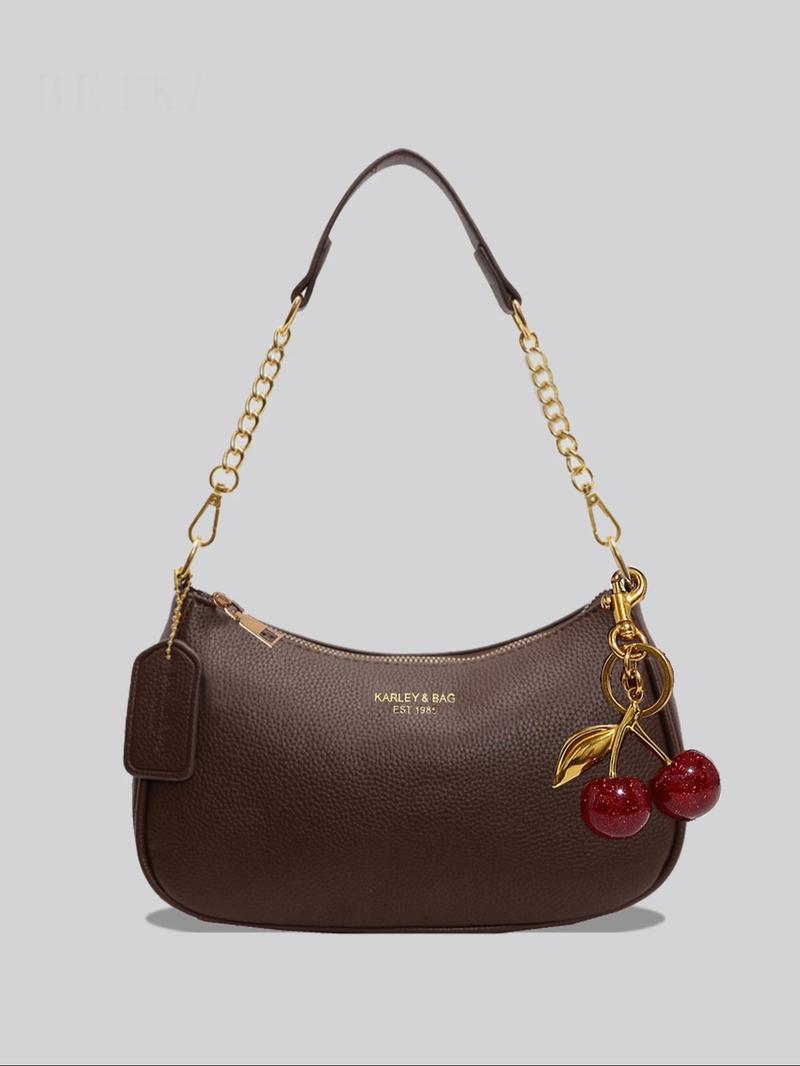 Women's Solid Color PU Leather Shoulder Bag, Adjustable Strap Office Crossbody Bag, Fashionable Durable Design for Daily Use