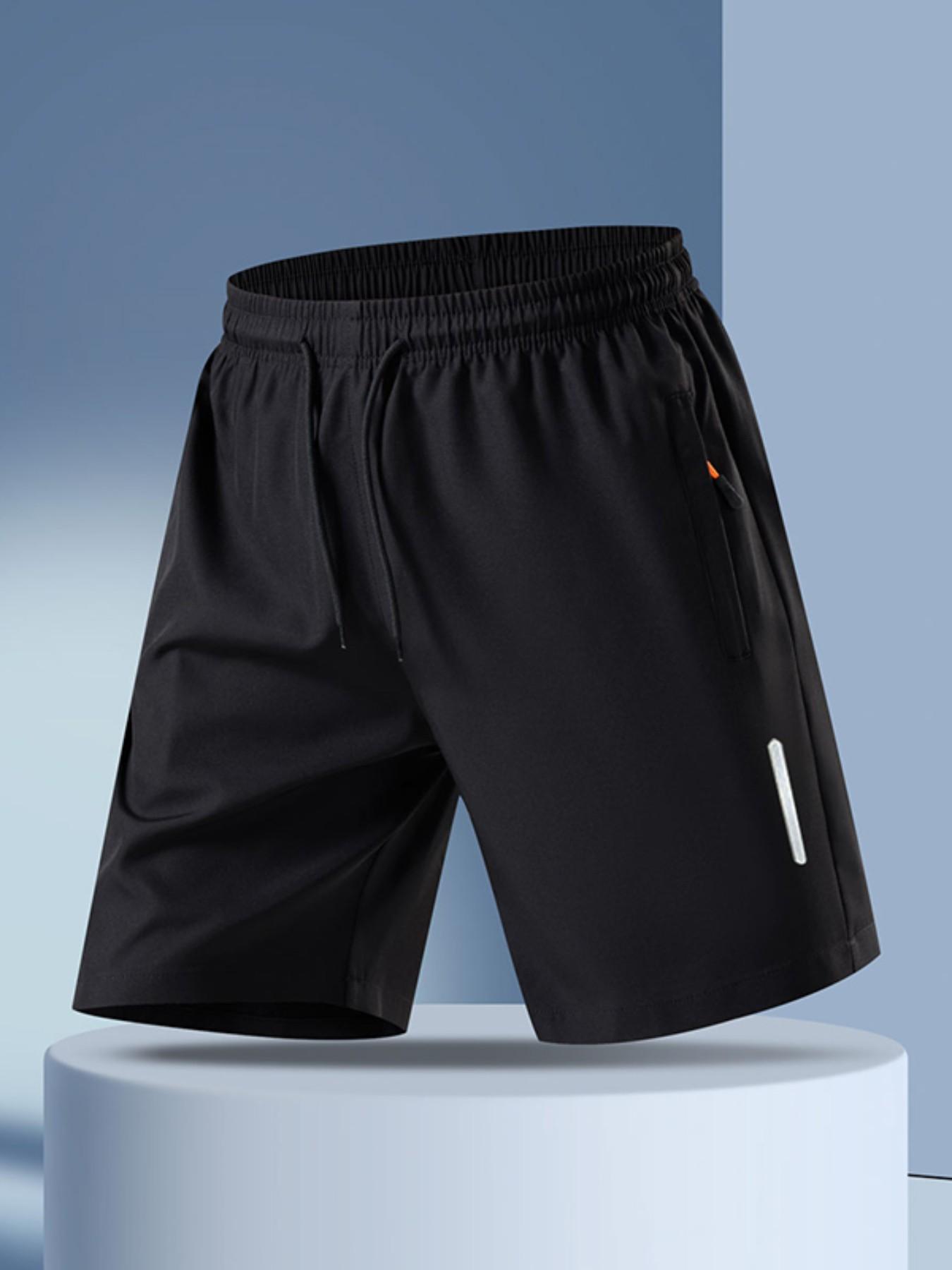 5-piece Men's Solid Drawstring Pocket Shorts, Casual Loose-Fitting Beach Vacation Wear, Breathable Summer Sports Pants, Daily Wear