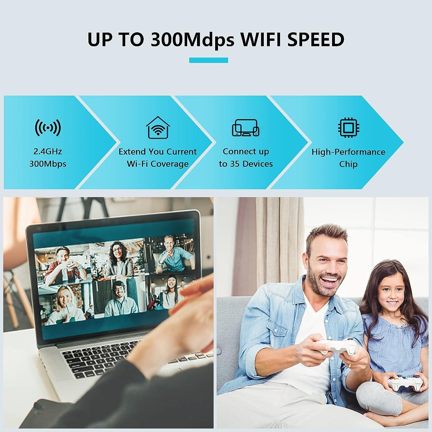 WiFi Extender, Enterbon Wi-Fi Booster, Covers 9000 Sq. Ft, Supports 35 Devices, Includes Ethernet Port, Easy Setup