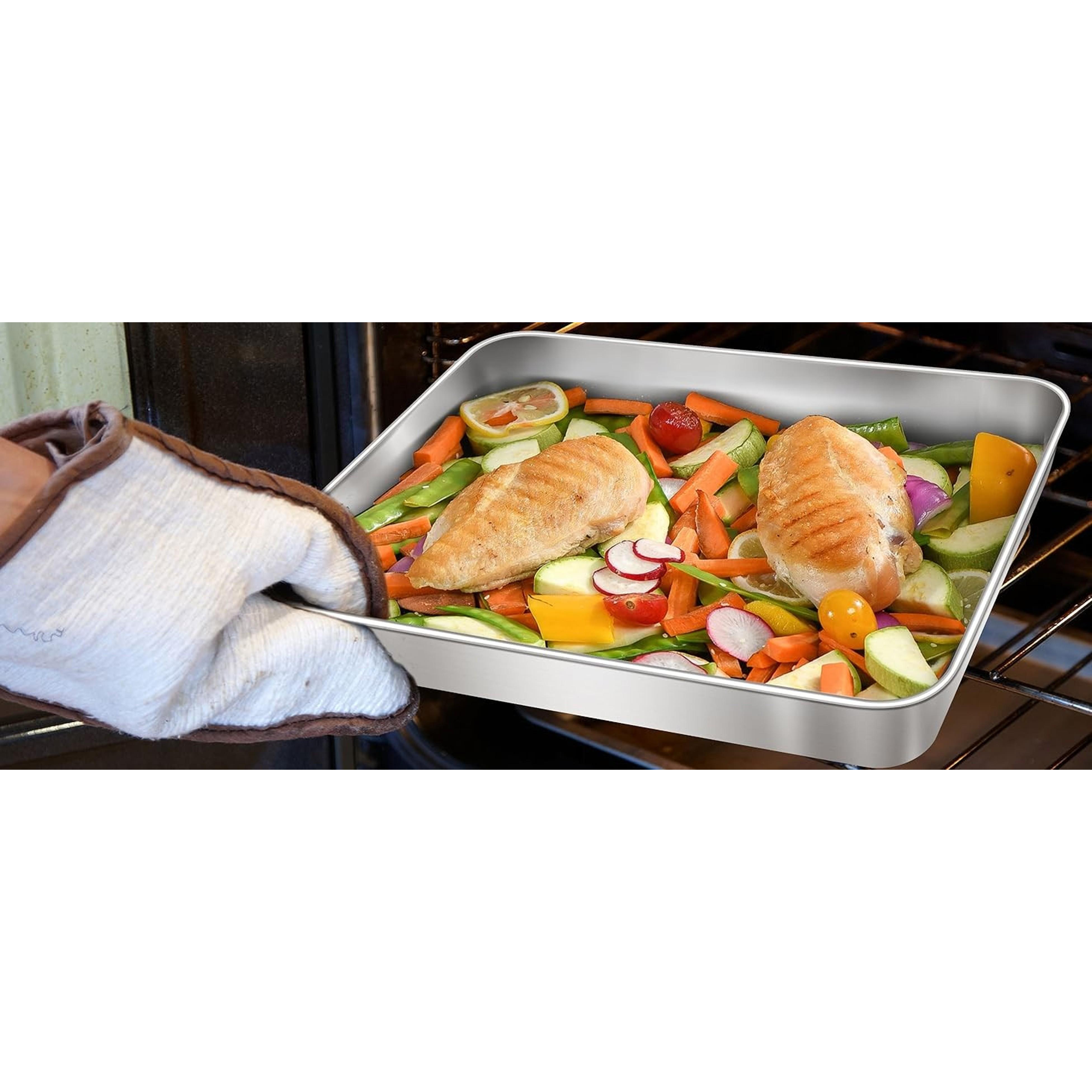 Rectangle Cake Pan Set of 2, 9 X 12 X 2 Inch Stainless Steel Baking Pan for Oven, Lasagna Brownies Casseroles Cakes Bakeware, Dishwasher Safe