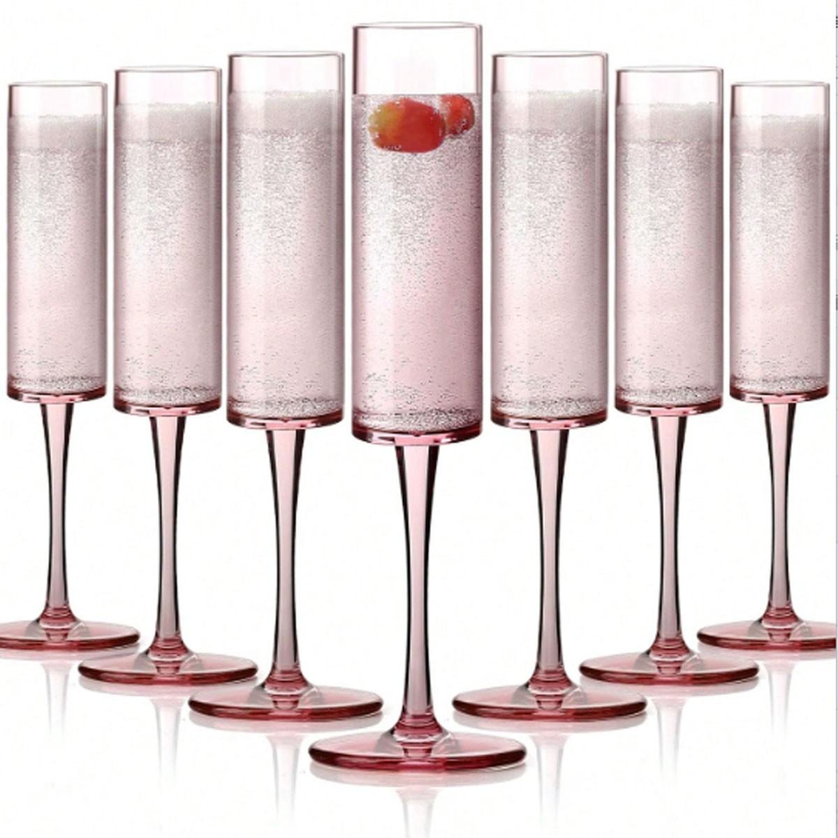 3/6 Pack Shatterproof Acrylic Champagne Glasses, 5.5oz Reusable Highball Cups, Transparent Martini Glasses, Perfect for Cocktails and Desserts