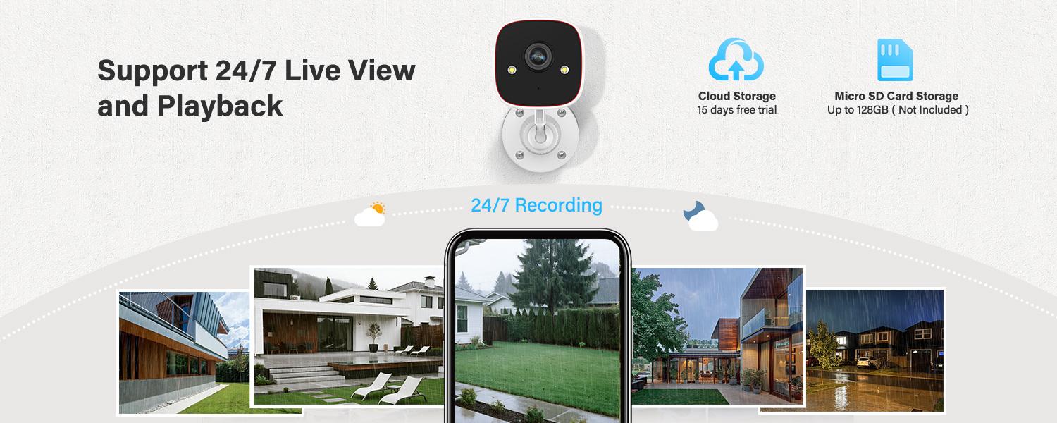 Indoor WiFi Monitoring Camera - Wireless WiFi Camera, 2.4G/5G Dual-Band, Full HD, AI Motion Detection, Sound Alert, 2-Way Audio, Night Vision, Cloud/Micro SD Storage, Wall Mount, Alexa/Google Home Compatible for Home Surveillance, Baby Monitor