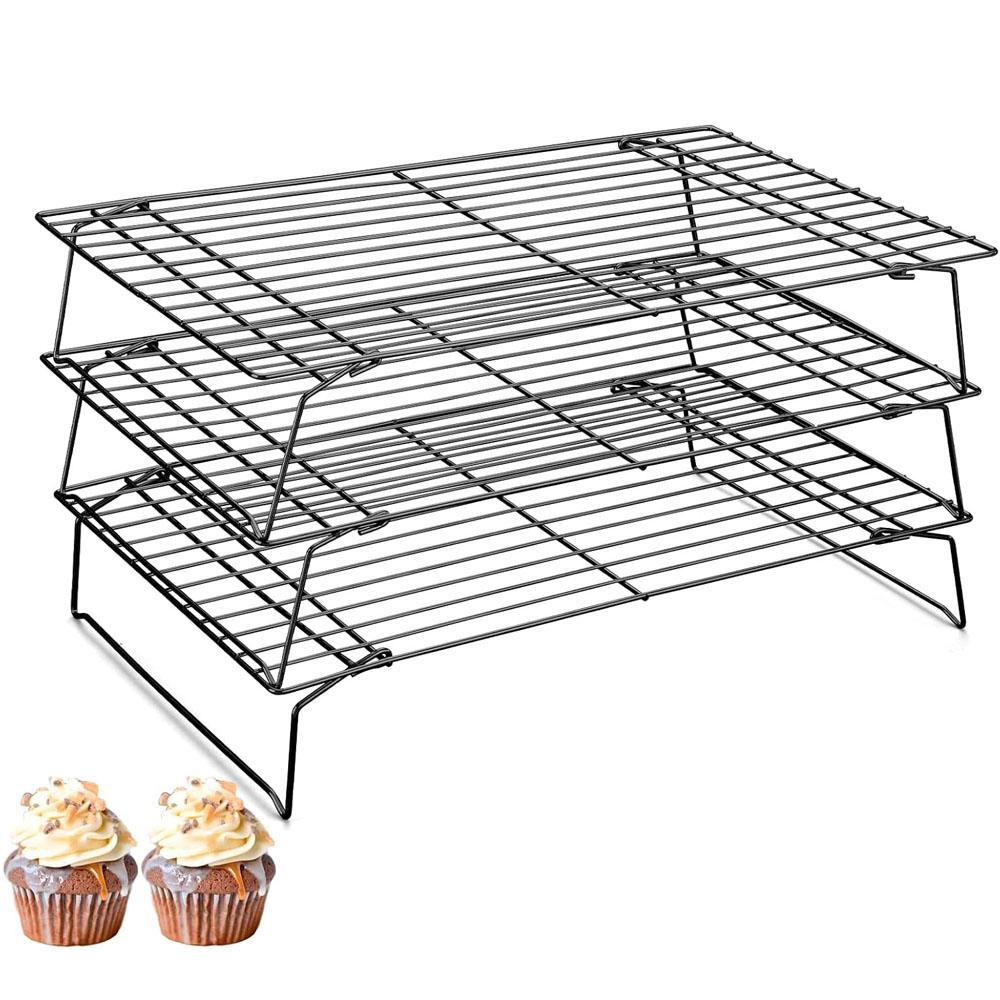 Stainless Steel Cooling Rack, Stackable 3-Tier Design, Ideal for Baking & Cooking, Fits Oven & Dishwasher Safe, Perfect for Cookies Pizza Cake