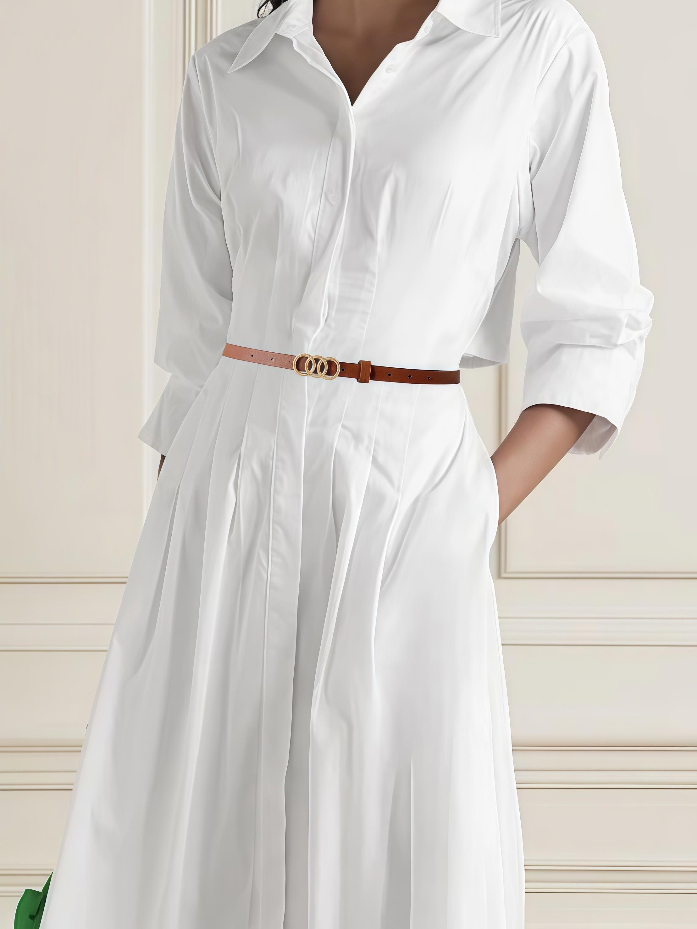 Women's Elegant Belted Waist Fashionable Versatile Dress and Jeans, Perfect for Daily Use and Office Style, Stylish and Comfortable