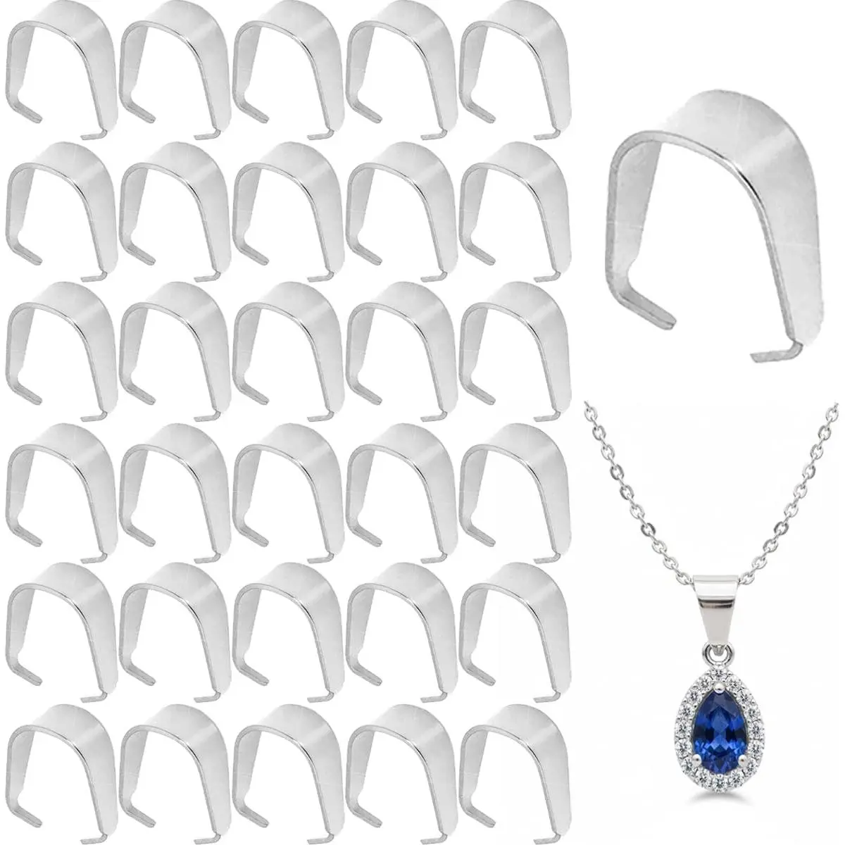 300 count Stainless Steel Snap  Bails, 8.5mm Pinch Clip Pendant Connector Charm Clasp for  Making, Necklace Earring Bracelet Choker Findings()