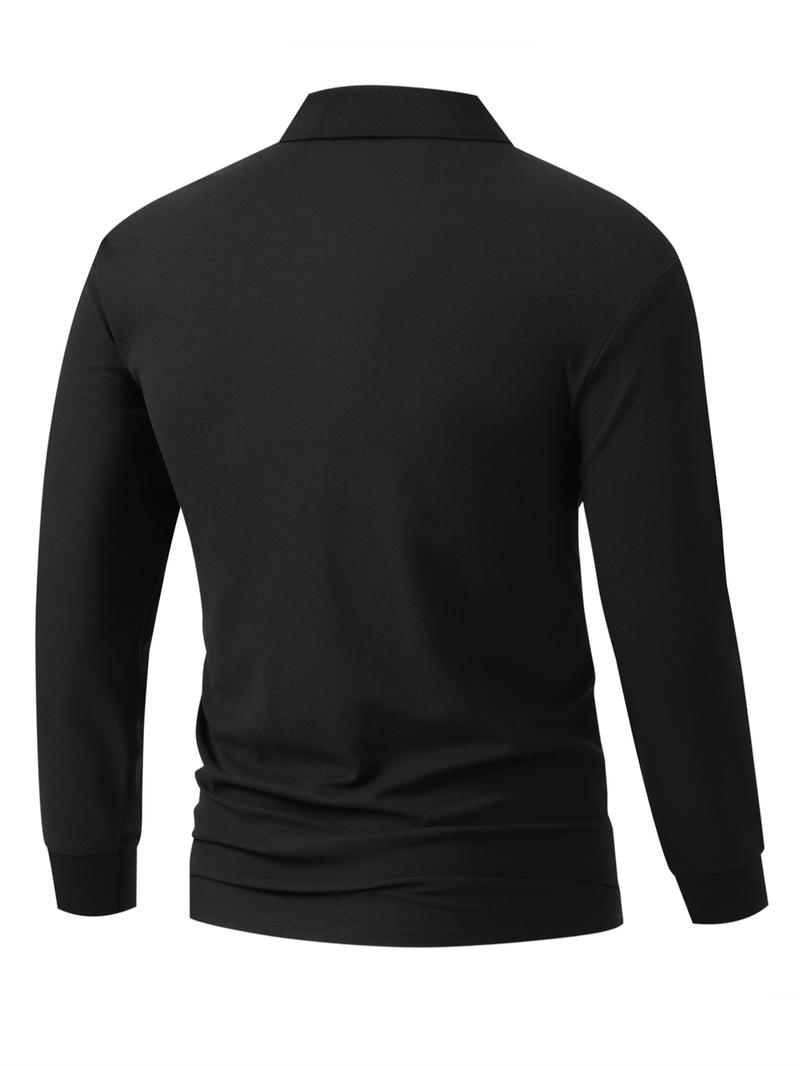 Men's Solid Color Long Sleeve Polo Shirt, High-End Fashion Fabric, Casual Sports Leisure Wear, All Seasons, Golf Outdoor Activity Men's Solid Color Long Sleeve Polo Shirt, High-End Fashion Fabric, Casual Sports Leisure Wear, All Seasons, Golf Outdoor Activity