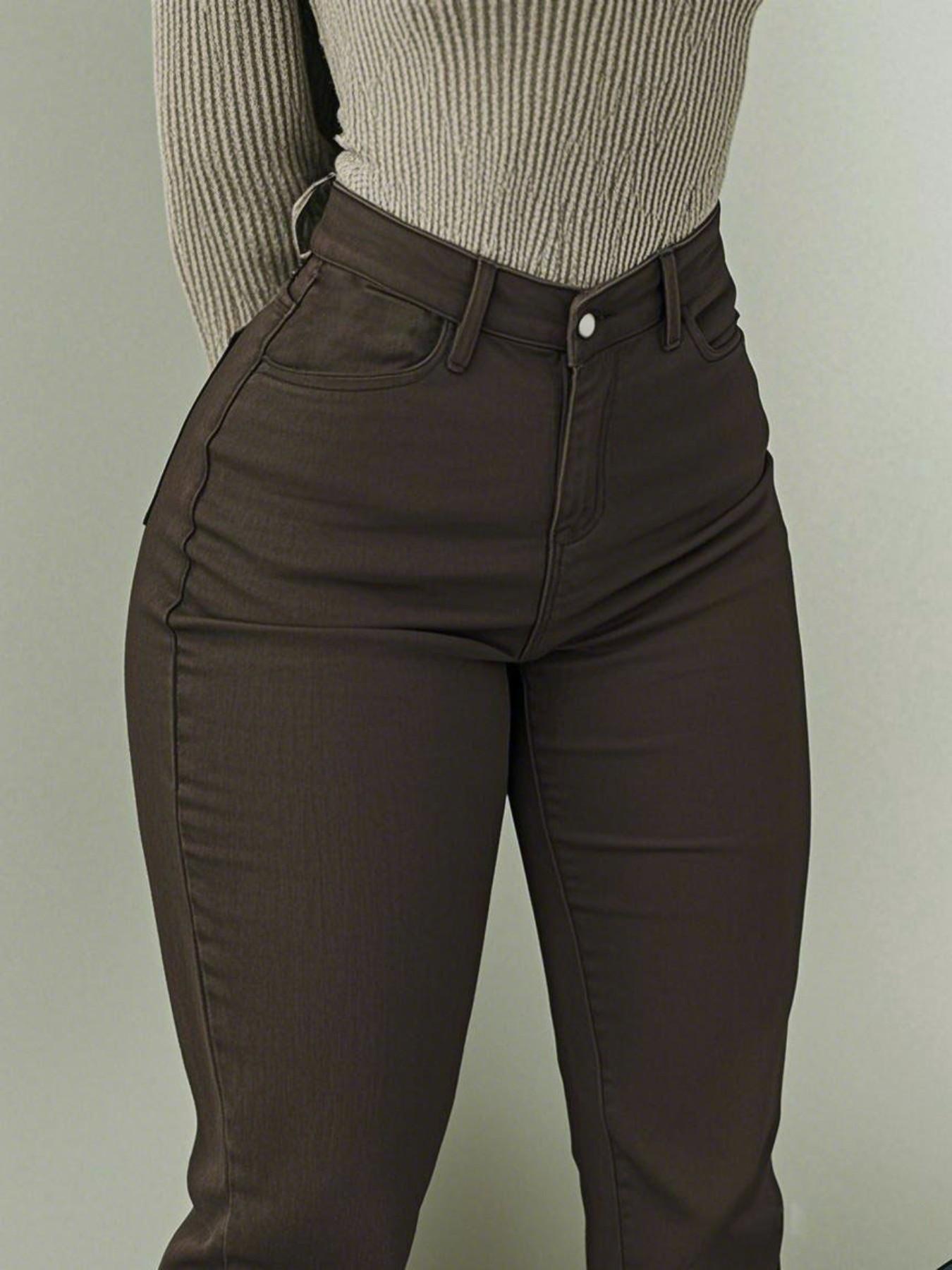 Women's Plain Stretchable Flare Leg Pants, Elegant Fashion Casual Bell Bottom Trousers for Daily Outdoor Wear, Women's Bottoms for All Seasons