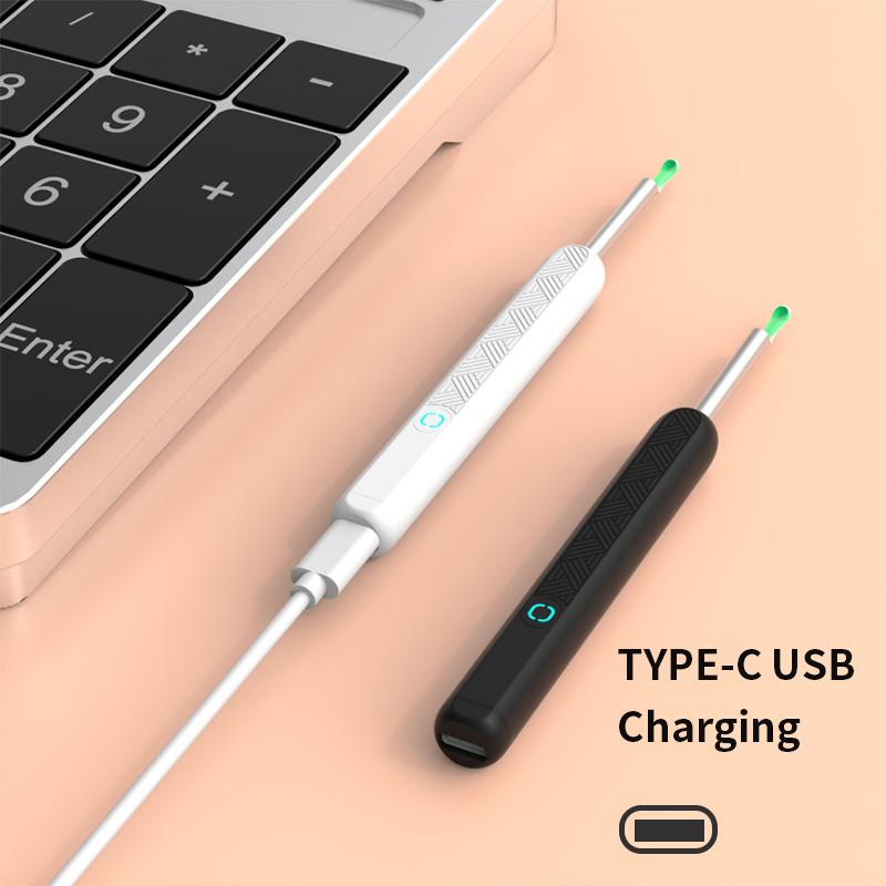 Rechargeable Earwax Removal Tool Kit with 360° Wide Angle Camera, Waterproof, Type-C Charging, Portable Ear Cleaner for iPhone & Android