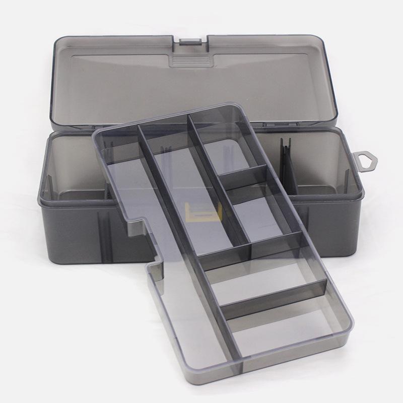 1pc Fishing Tackle Box - Double-Layer Transparent Gray Organizer with Removable Compartments, Multi-Functional Storage for Lures and Gear, Ideal for Offshore Fishing, Sea Fishing, Fishing Equipment, Fishing Supplies, Fishing Tackle Box